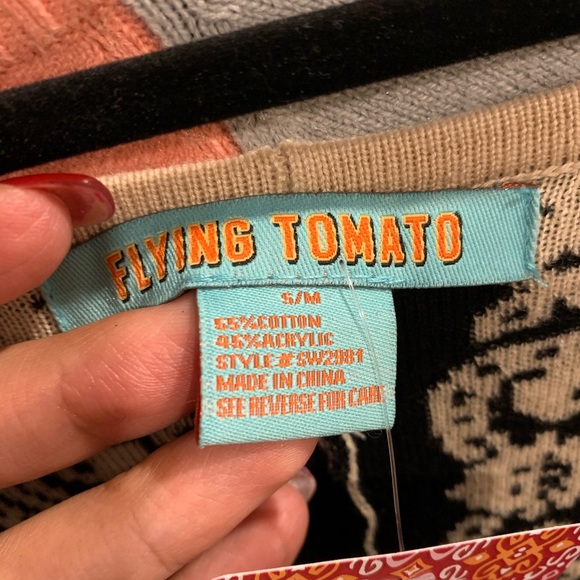 Flying Tomato Damasks Cardigan Black & Cream S/M - Picture 4 of 4